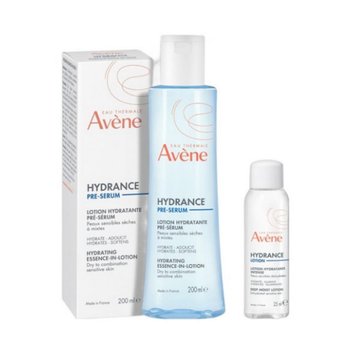

Avène Hydrance Эссенция-лосьон — 200 мл Avène Hydrance Увлажняющий лосьон глубокого действия — 25 мл (дорожный/пробный размер) набор: 1 комплект
