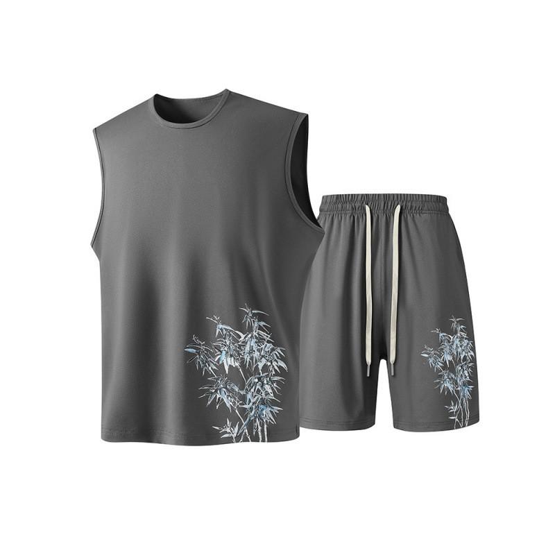 Mens Breathable Quick-Dry Sleeveless Tank Top Shorts Set Sportswear Lightweight Gym Outdoor Casual Wear