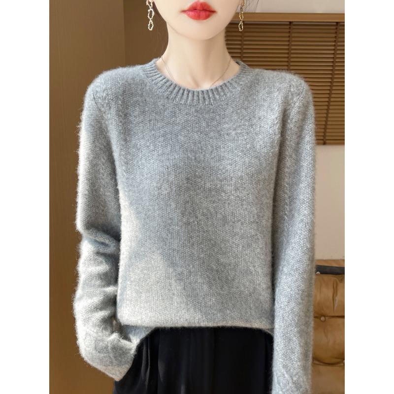 New Round Neck Knitted Cardigan for Autumn and Winter for Women Loose Pullover Sweater Soft Glutinous Osmanthus Needle Thick Base Shirt