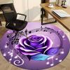 1pc Purple Rose Musical Notes Chair Carpet for Office Non Slip, Machine Washable Rug for Office, Room Holiday Decor for Christmas, Birthday Polyester