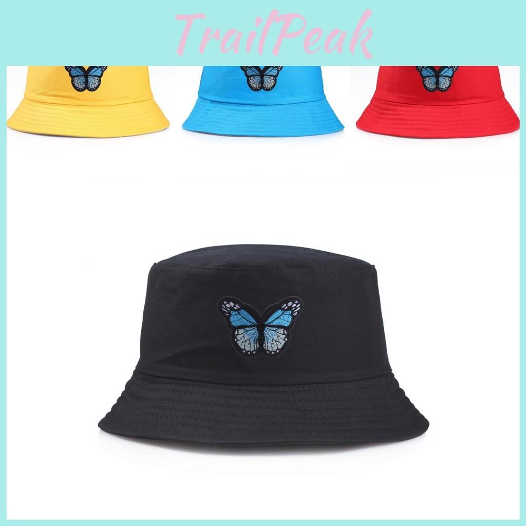 Embroidery Butterfly Pattern Bucket Hat Fisherman Hats Stylish Headwear Casual