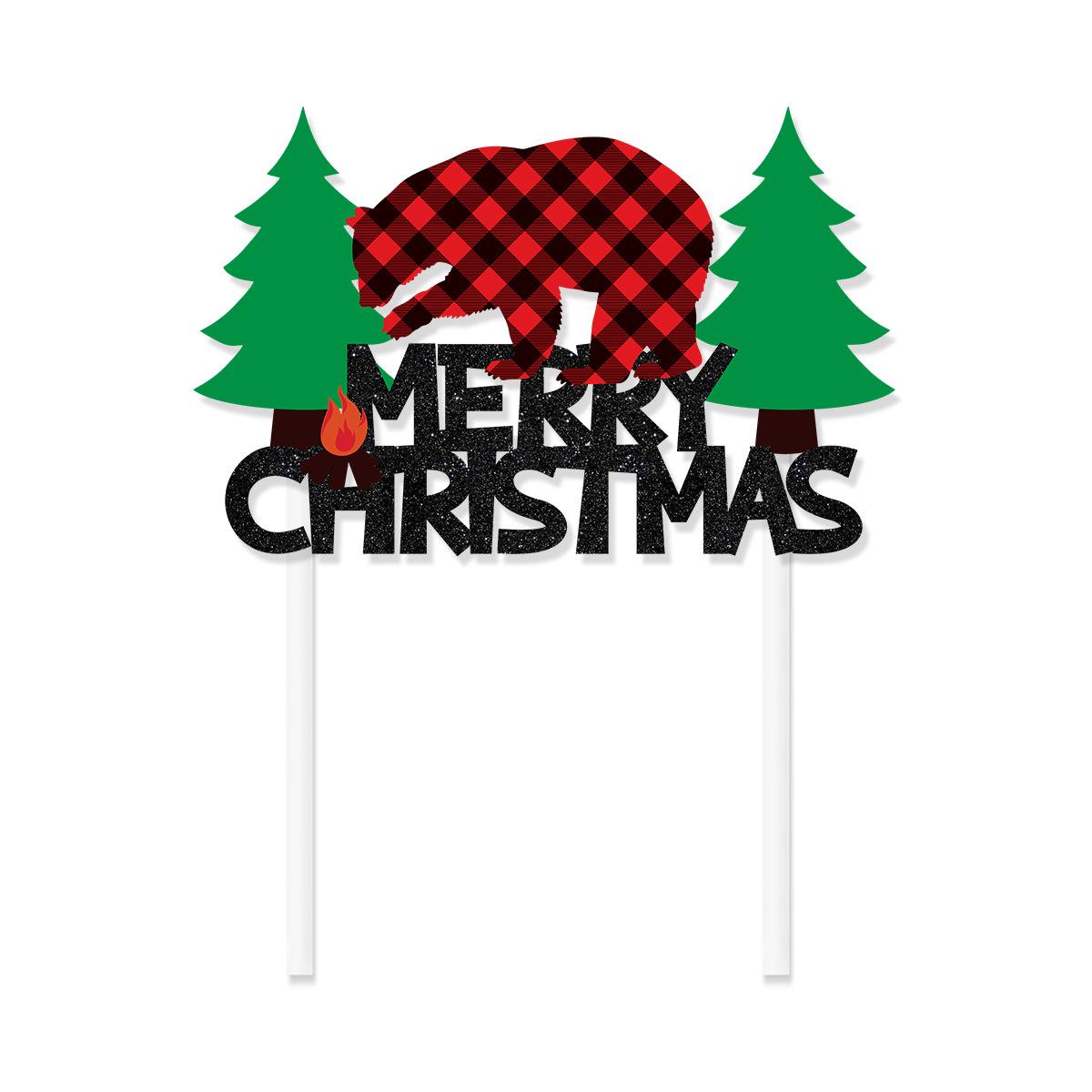 

Christmas Birthday Party Decoration Christmas Tree Bear Snowflake Plaid Christmas Plug Baking Plugin Christmas grid large power strip [1 piece]