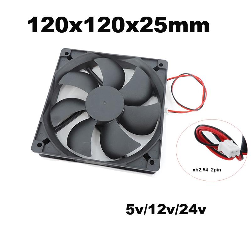 5PCS DC 5V 12V 24v 120mm 12cm 12025 Fan 120mm*120mm*25mm Fan Brushless Cooling Fan 2PIN PC Computer Case Cooler 12025 5V 5pcs