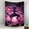 Tapestry Pokemon Mewtwo Dark Pink Psychic Aura Legendary Anime Wall Hanging for Otaku Game Room Bedroom Wall Decor