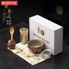 Hand Drawn Ceramic Matcha Bowl and Whisk Set Sturdy Elegant Easy To Clean Matcha Mixing Bowl Kit Heat Resistant Japanese Tea Kit