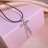 Simple Full Zircon Cross Necklace Temperament Versatile White-Collar Hipster Wedding Jewelry