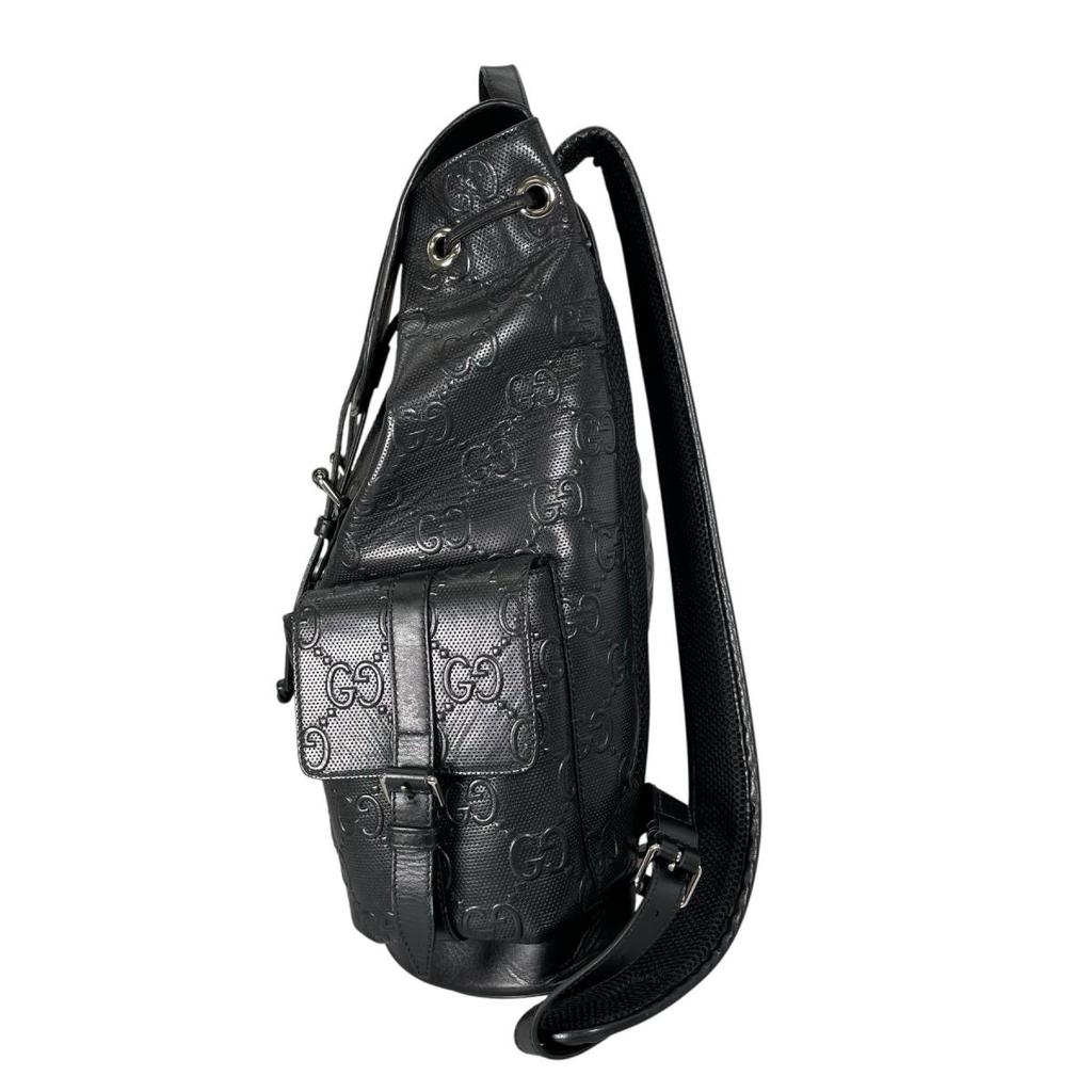 GUCCI Backpack GG emboss Backpack Â· Daypack leather black unisex 625770 Used