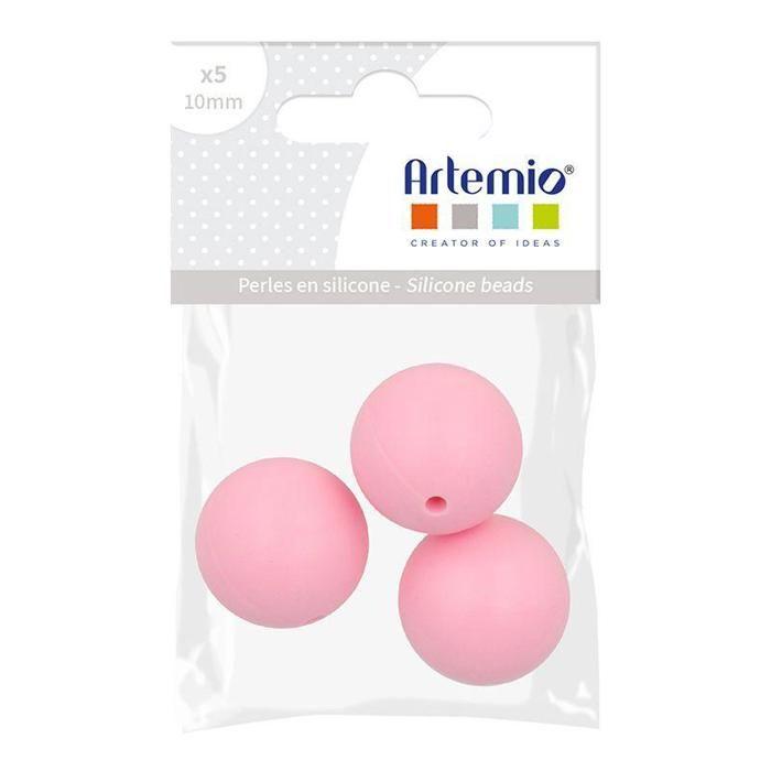 Lot de perles rondes en silicone - 15 mm - Rose - 3 pcs