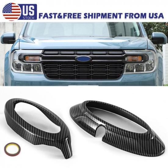 Front+Rear Logo Emblem Badge Cover Trim Ring For Ford Maverick 2022 Carbon Black