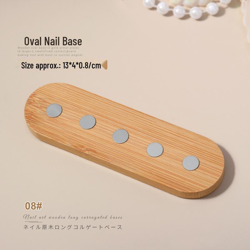 Minimalist Wooden Nail Art Practice Base & Wearable Metal Finger Holder