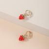 Personality Creative Cartoon Fruit Simulation Strawberry Pendant Hoop Earrings for Women Sweet Cute Dangle Earrings Jewelry Gift