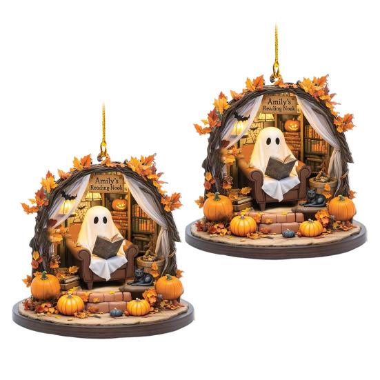 1 Pair Halloween Spooky Ornament Hanging Pendant Durable Construction Cartoon Ghost Design Versatile Home Decoration
