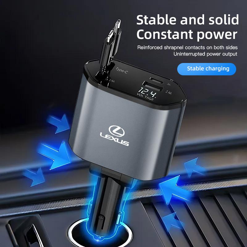 QDDY3 Retractable Car Charger, 4 in 1 Fast Charging Car Charger 120W For Lexus F SPORT LBX NX RX 350h 450h ES UX 300e GS GX IS LS LX
