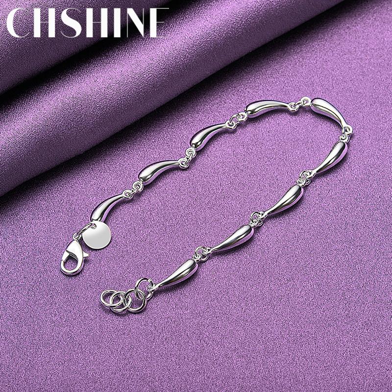 CHSHINE 925 Sterling Silver Water Drop Chain Bracelet Fashion Charm Wedding Party For Women Jewelry