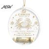 Hanging Decor for Showcase Christmas Tree Money Holder Pendant, Transparent Acrylic Round Ornament, 12 Holiday Gift Tags Zodiac Signs Theme Decorative