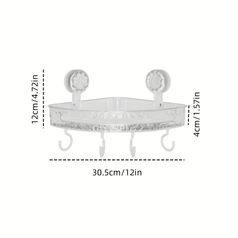 Waterproof Transparent PET Plastic Corner Shelf with Suction Cup Hooks, Matte Finish, Wall-Mounted Bathroom Organizer,with Strong Suction for Bathroom