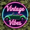 Vintage Vintage Vibes Neon Stil Grün VW Käfer Cabrio mit Rosa Blauem Neonrand Rundes Metallblechschild Retro Volkswa