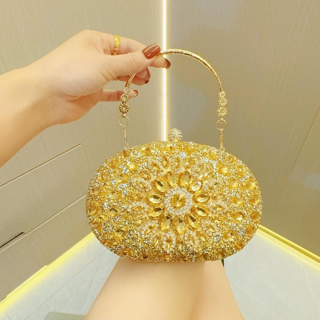 Textured Water Diamond Bag Banquet Clutch Bag Diamond-encrusted Hand-held Dinner Bag Cheongsam Bag