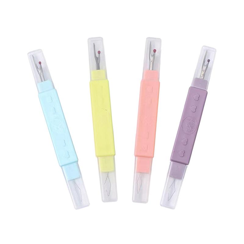 2 In 1 Sewing Needle Threader Seam Ripper Dual Purpose Sewing Tool Portable Home Thread Cutter Double Head With Protective Cover