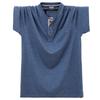7XL Men's Plus Size Summer Cotton Short Sleeve Pocket T-Shirt with Open Collar and Buttons 