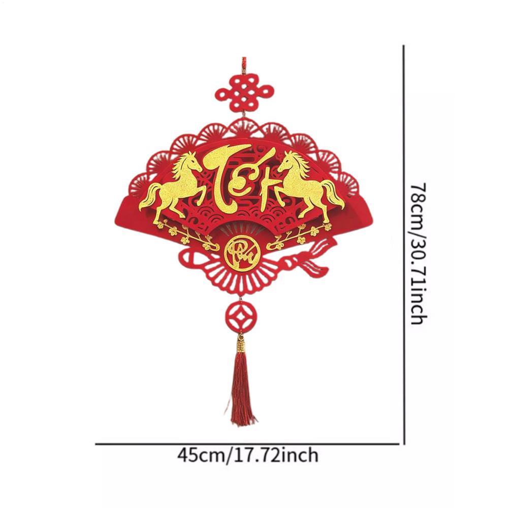 2026 Pferdejahr Vietnamesischer Schmuck Frühlingsfest Beflocktes Flaches Hängendes Ornament Vietnamesischer Fu-Zeichen Anhänger