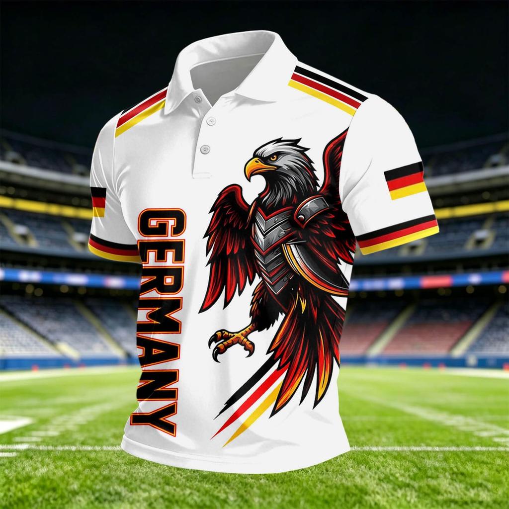 Men's Casual Printed Crew Neck Lightweight Breathable Polo Short Sleeve Shirt Suitable for Everyday Wear and Outdoor Activities