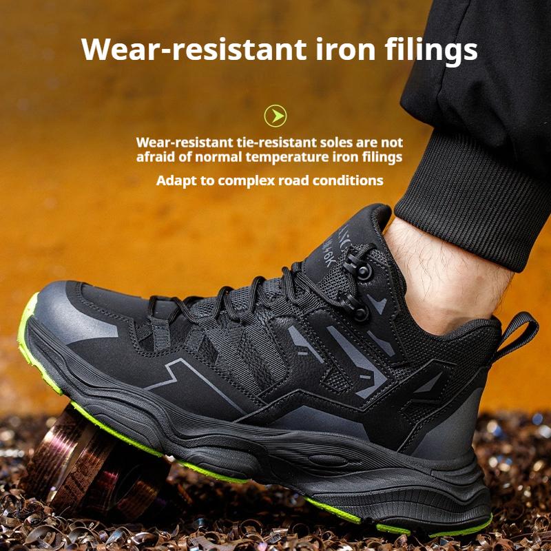 Indestructible Men's Work Boots - Steel Toe Anti-Smash Safety Shoes, Lightweight Slip Resistant & Breathable Hiking Sneakers