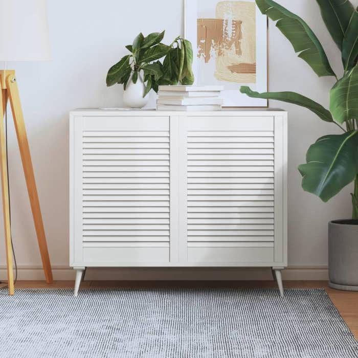 VidaXL Portes à persiennes 2 pcs Bois de pin massif Blanc 69x49,4 cm