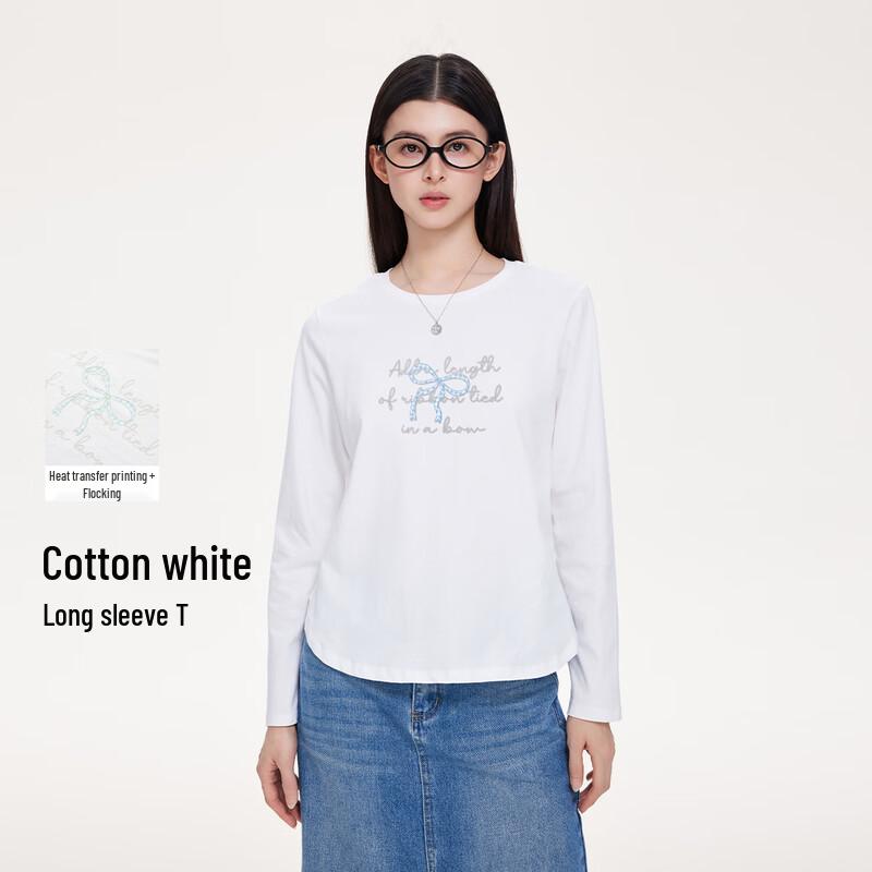 FivePlus Women s Bowknot Pure Cotton Long-Sleeve T-Shirt XL