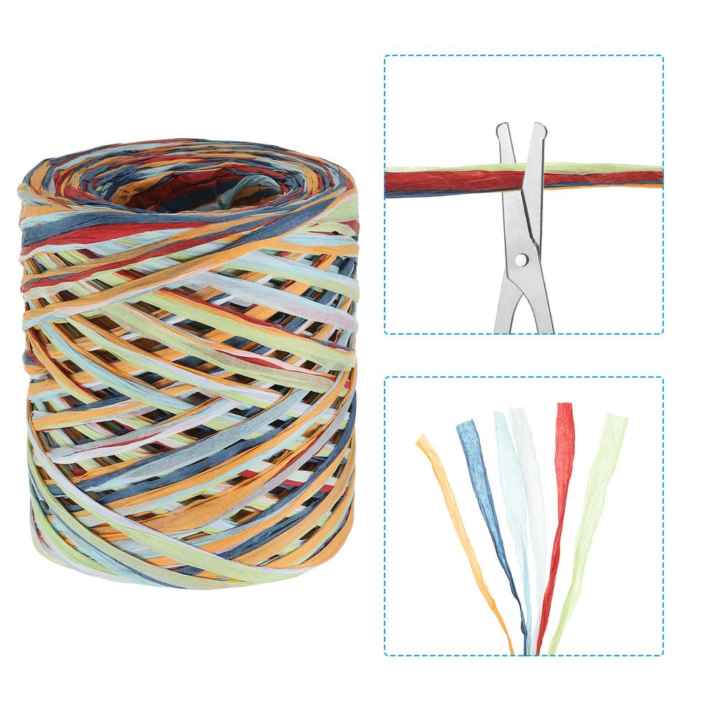2 Rullar Raffiaband Raffia Pappershantverk Ribbon Papperssnöre Inslagning Ribbon för Presentförpackning Dekoration 219 Yards