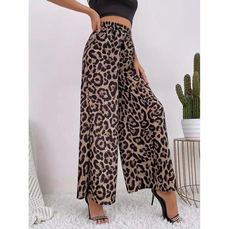 Leopard Print High Printed Wide Leg Pants Leopard Print Print High Waist Loose Pants