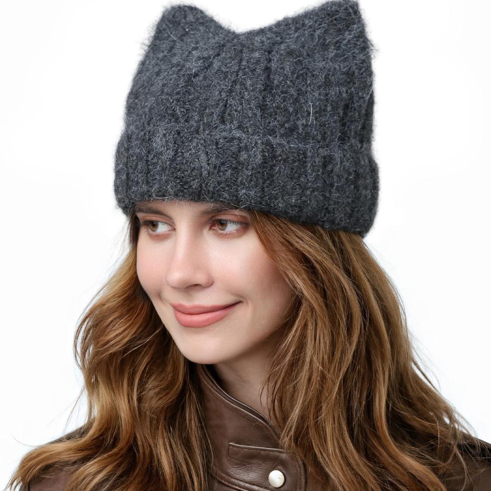 Stretch Knitted Beanie Cat Ear Thermal Beanie Fashion Skull Cap  Winter