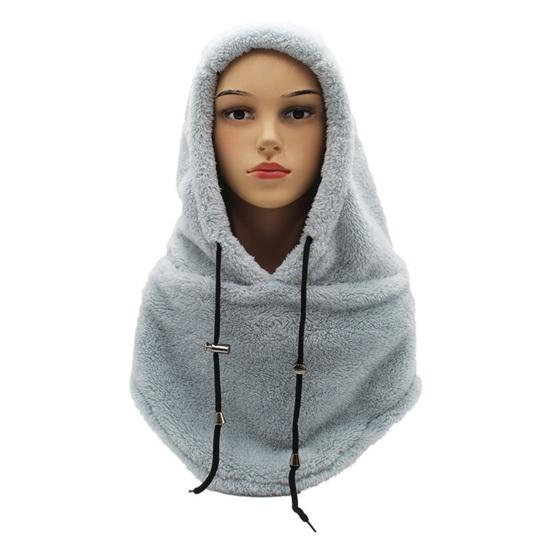 Unisex Winter Cycling Hood Balaclava Drawstring Adjustable Thick Soft Plush WIndproof Heat Retention Face Ear Neck Protection Cold Weather Ski