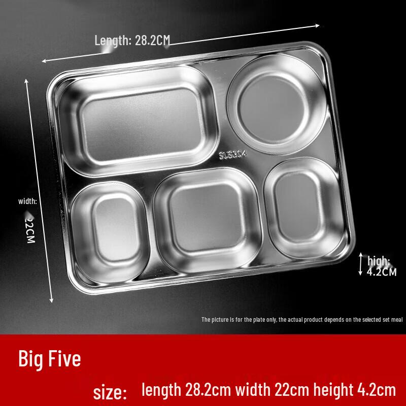 Square Five-Compartment Cafeteria Tray