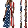 Women's Independence Day Print Casual Fashion Short Sleeve V-Neck Dress