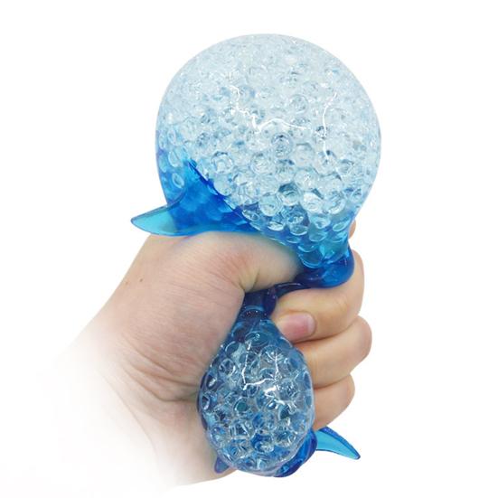 Bead-Filled Shark Squeeze Toy Stress Relief Blue Dolphin Sensory Toy Soft Stress Ball Simulation Sea Animal Pinch Fidget