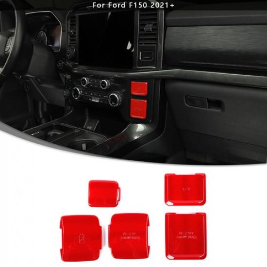 Front & Rear Control Power Socket Cover Trim Bezels For Ford F-150 - Red