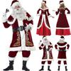 Elegant Plus Size Santa Claus Fancy Dress Outfit In Rich Wine Red Velvet Material