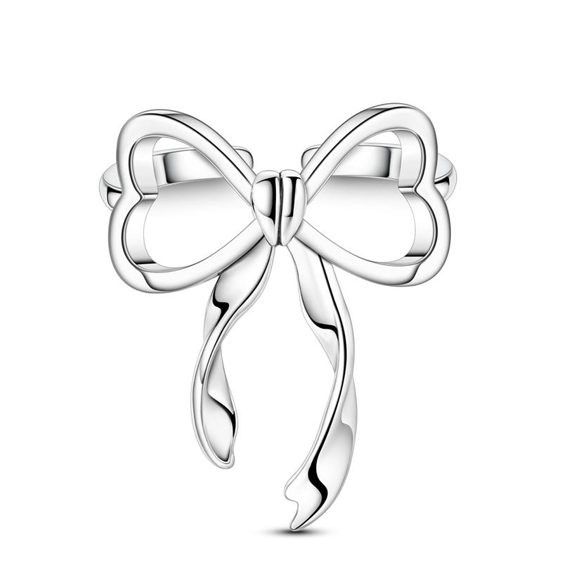 925 Sterling Silver Rings Bow Open Ring Wedding Ring Women Engagement Jewelry Anniversary Gifts
