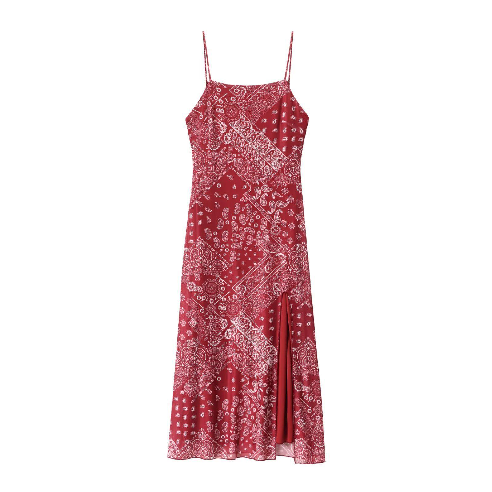 European American Women s Pastoral Style Waist-Cinched Slit Dress - Fashion Casual & Lace-Up Design Small вино красного