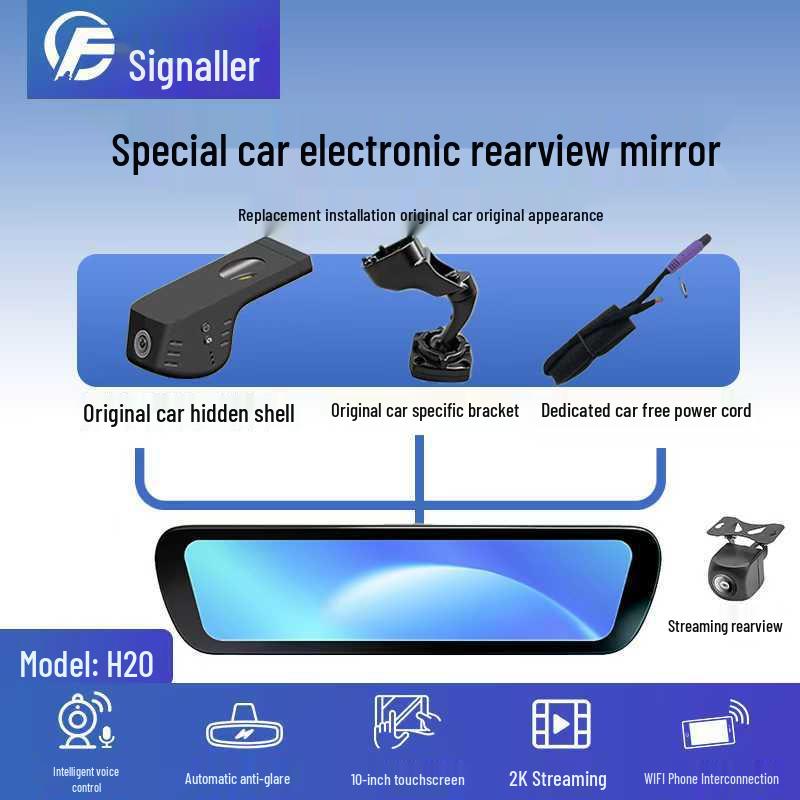 

Двойная видеокамера для приборной панели 4K с ночным видением и электронным зеркалом заднего вида No Card