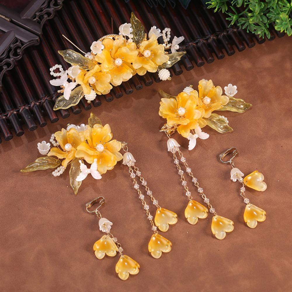 Tassel Hanfu Hair Stick Pearl Flower Hair Comb Chinese Style Hairpin Set  Hairstyle Design Tool