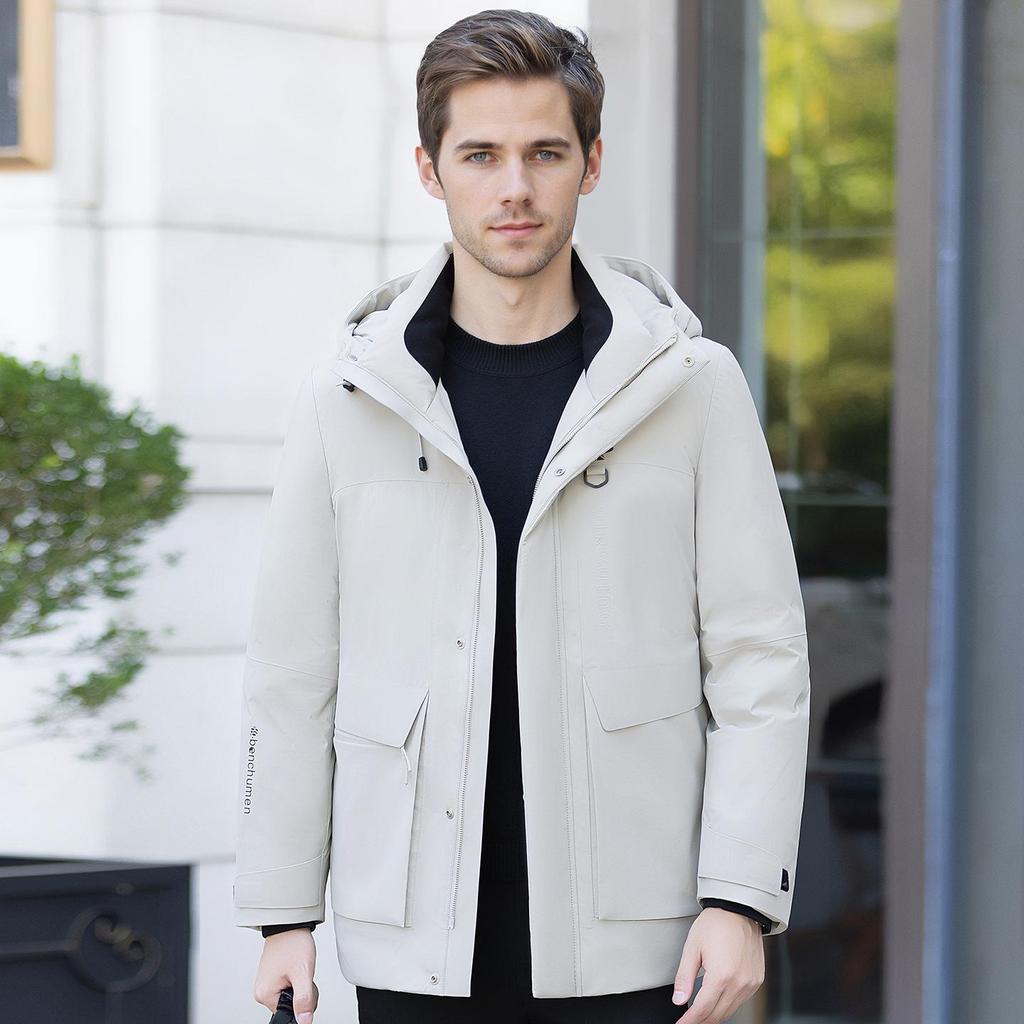 Men's Hooded Winter Down Jacket - Versatile, Thick, and Warm