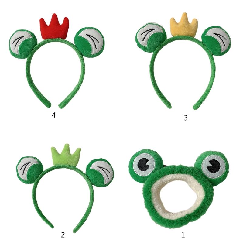 Frog Headbands Furry Plush Cartoon Headbands Hair Accessories for Girls and Womens Holiday Party Headwear