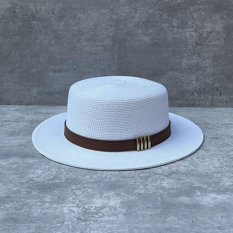 25 Retro Flat-Top Straw Hats For Children'S Summer Vacation Seaside Beach Sunshade Top Hats Show Small Face