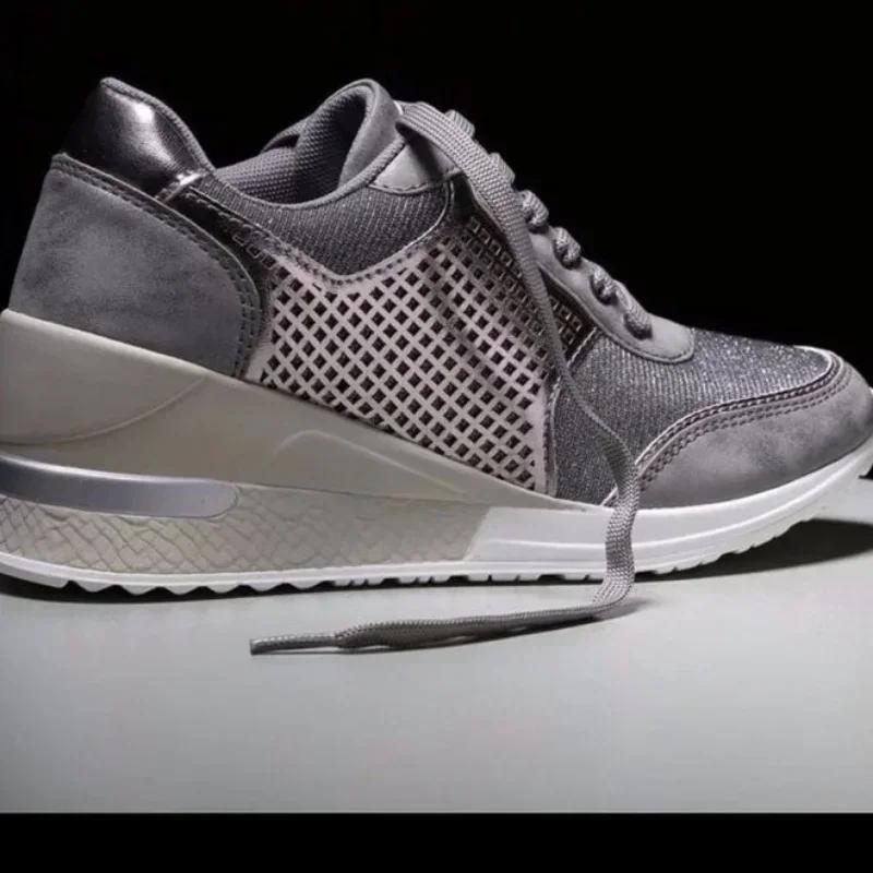 Módní Tenisky na klínu Síťovaná platforma Boty Jednobarevné Silné Spodní Zip Vulkanizované Boty pro Dámské Tenisky Zapatos De Mujer