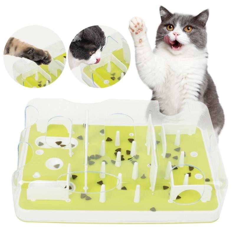 Interactive Cats Puzzle Feeder Toy Adjustable Difficulty Level Slow Eating Maze Mental Stimulation Training For Indoor Kitten
