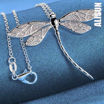 925 Sterling Silver Dragonfly Pendant Necklace Fashionable Wedding Jewelry