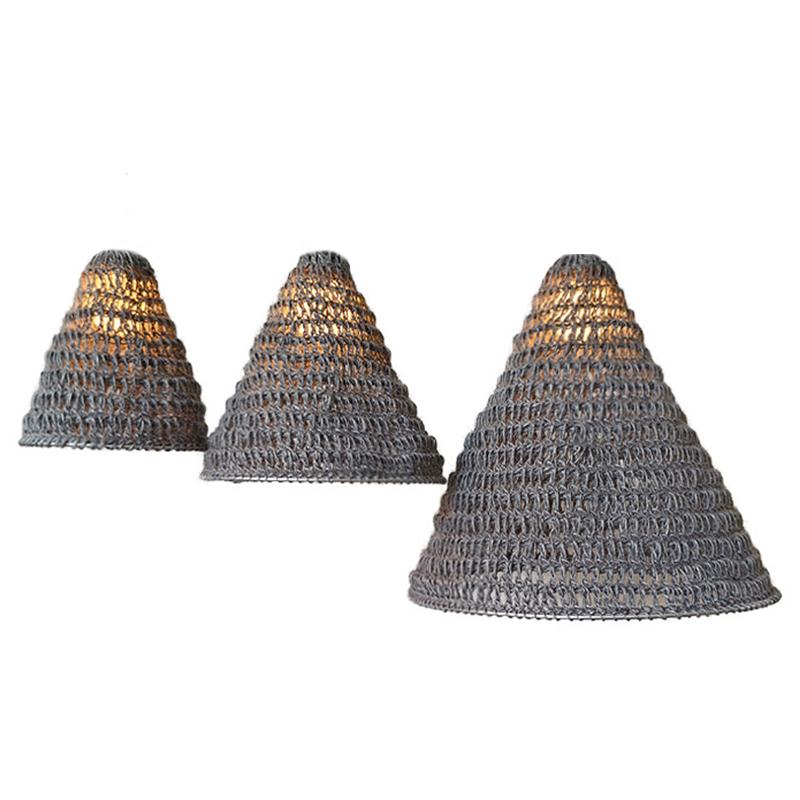 1PC Hand-woven Rustic Grey Bohemian Style Rope Lampshade Ornament Linen Rope Homestay 3 Sizes