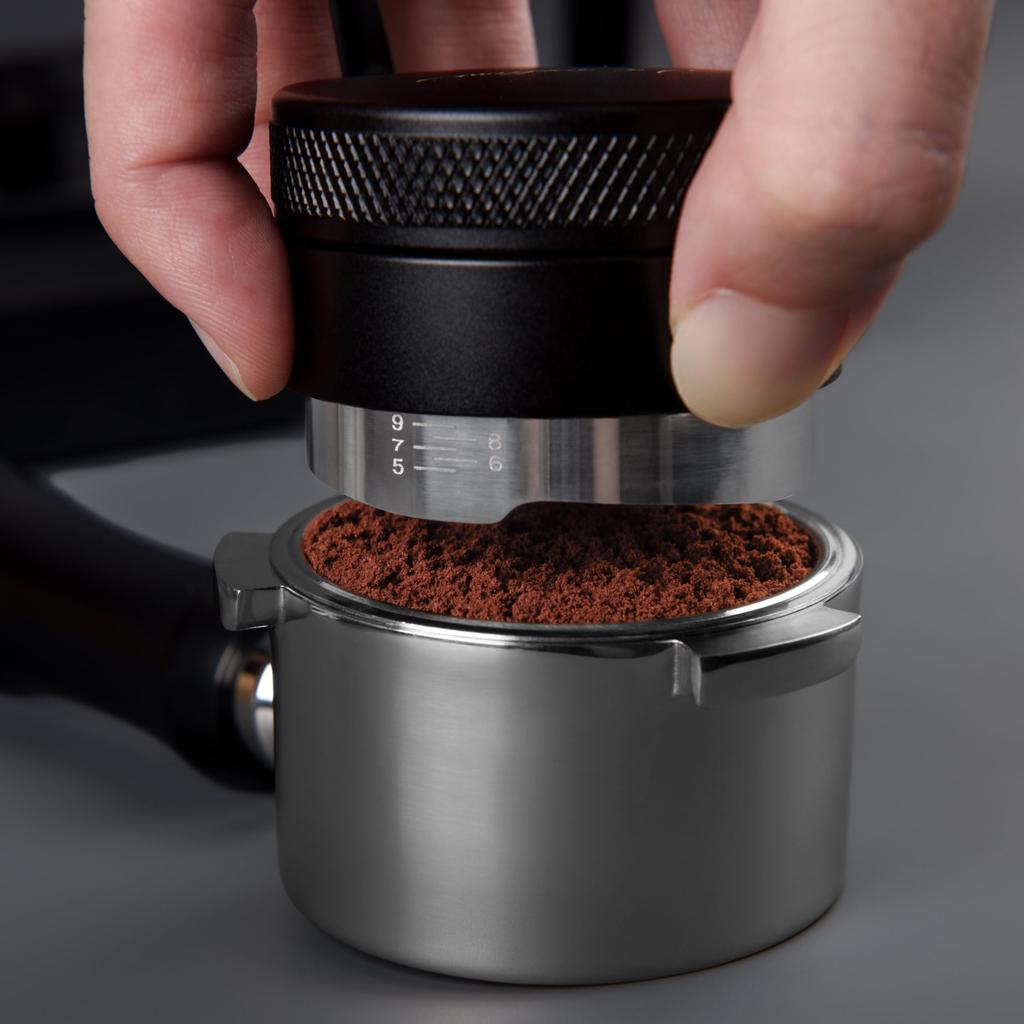 La mellow Distributor Coffee Tamper, 51mm, Adjustable Height, with Graduations, Stainless Steel, for Espresso Grinder